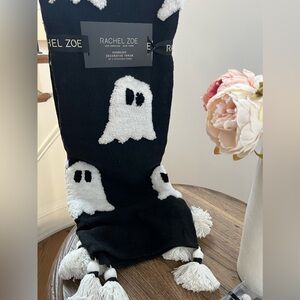 Viral Rachel Zoe Halloween Ghost Black Throw Blanket oversized 50x70 New 2024